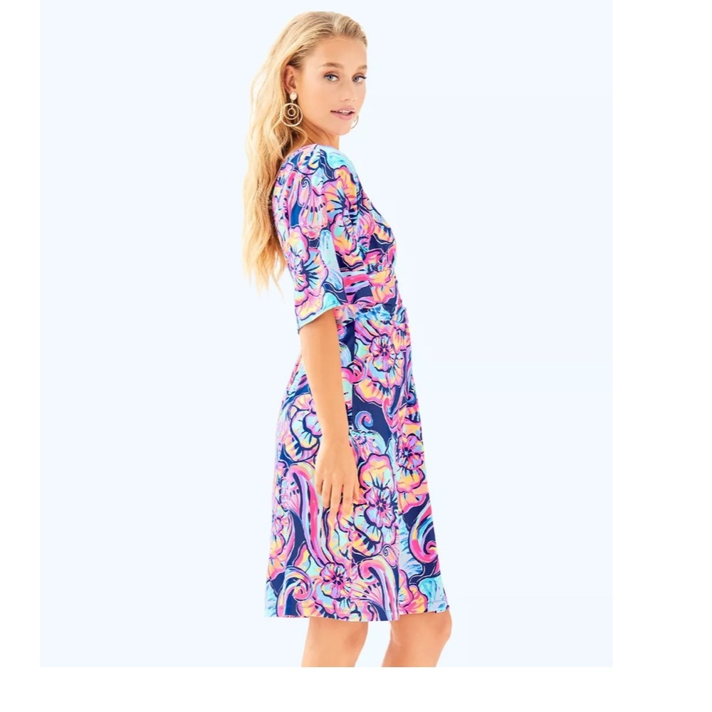 Lilly Pulitzer PARIGI DRESS Nauti Navy Boho Bateau Pink
